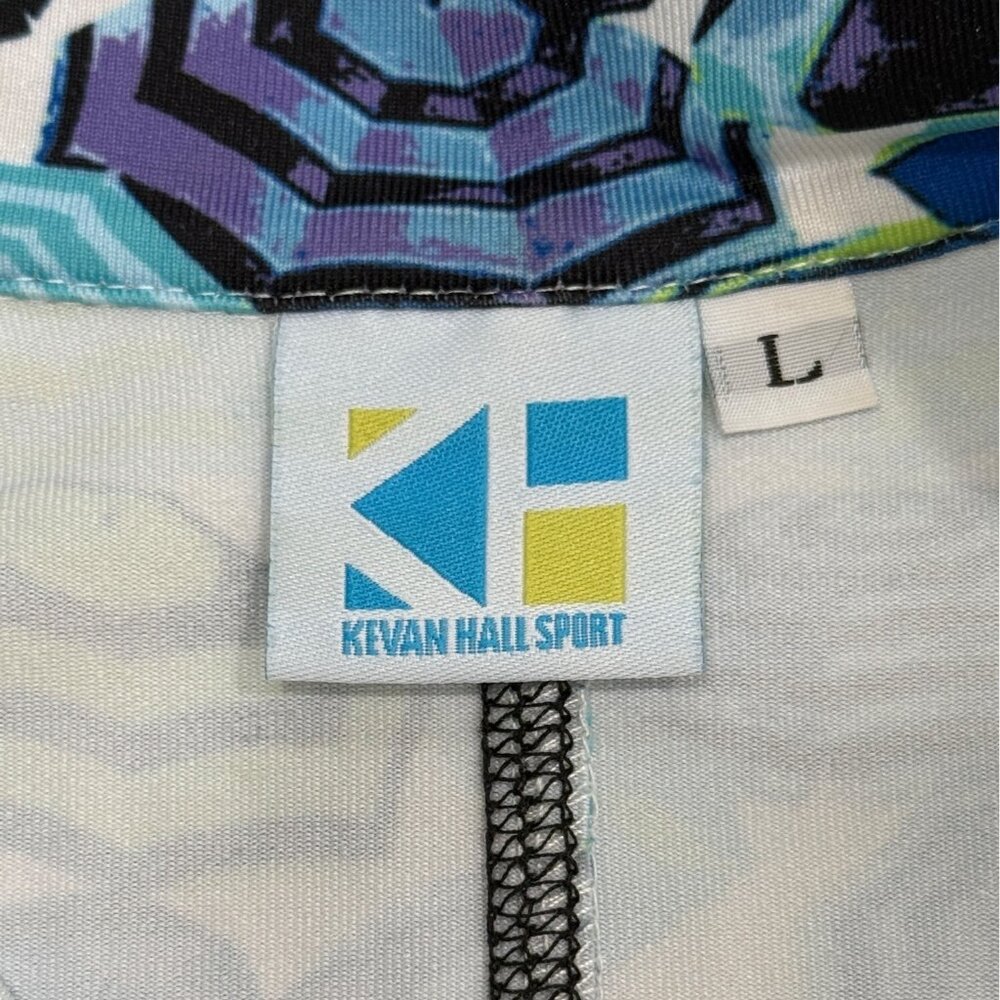 Kevan Hall Sport Sleeveless 1/2 Zip Golf Dress Blue Green Floral  Womens Size L - Picture 4 of 8